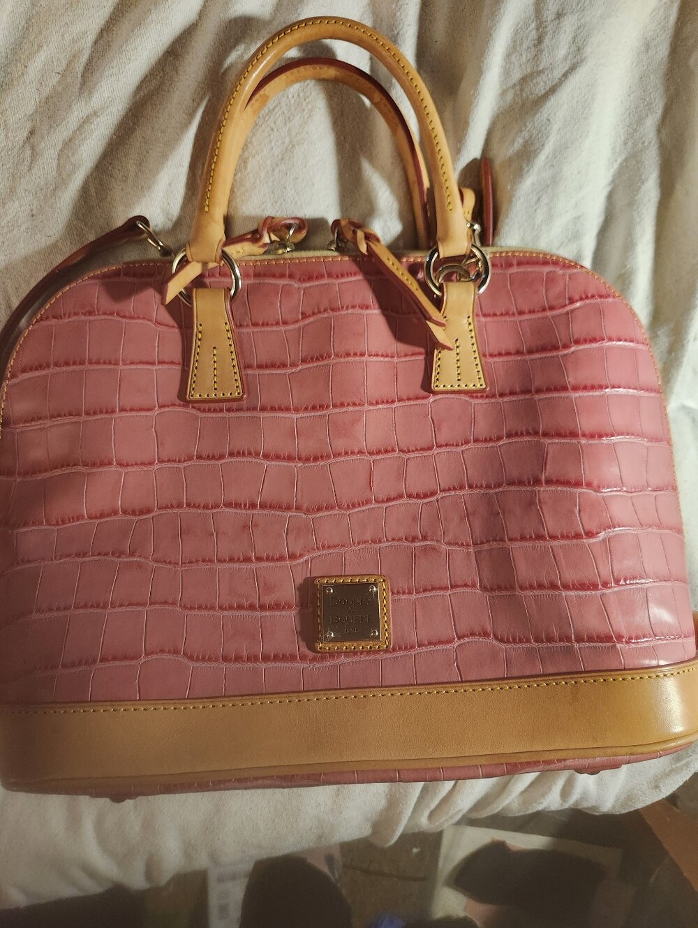 Dooney Bourke Pink Embossed Leather Satchel New Never Used